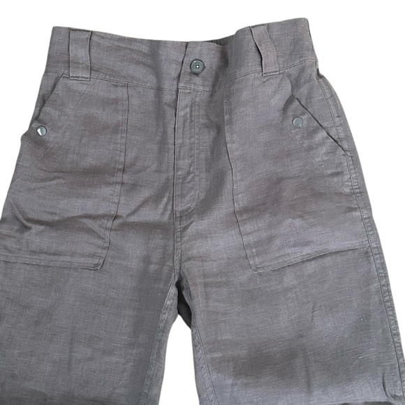 Tahari Gray 100% Linen Cargo Pants Sz S Elastic WaistMinimalist Resortwear - Picture 3 of 7